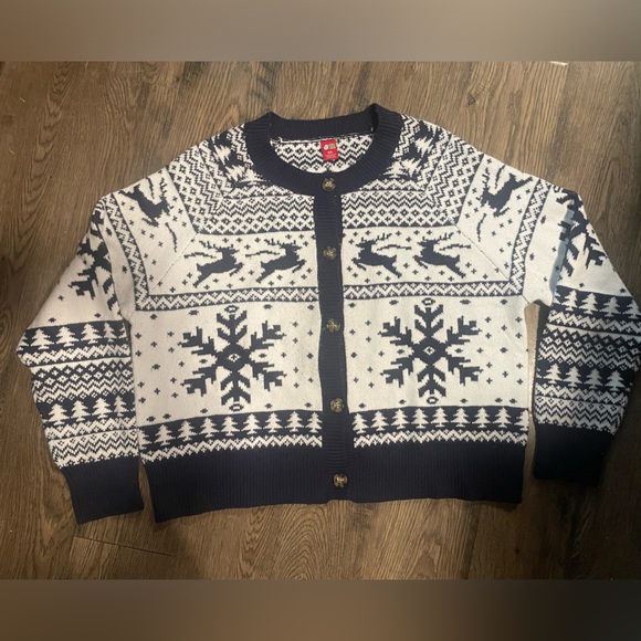 Dec 25th Christmas Holiday Reindeer Cardigan Sweater, Women’s XXL Festive Cozy - Picture 1 of 5